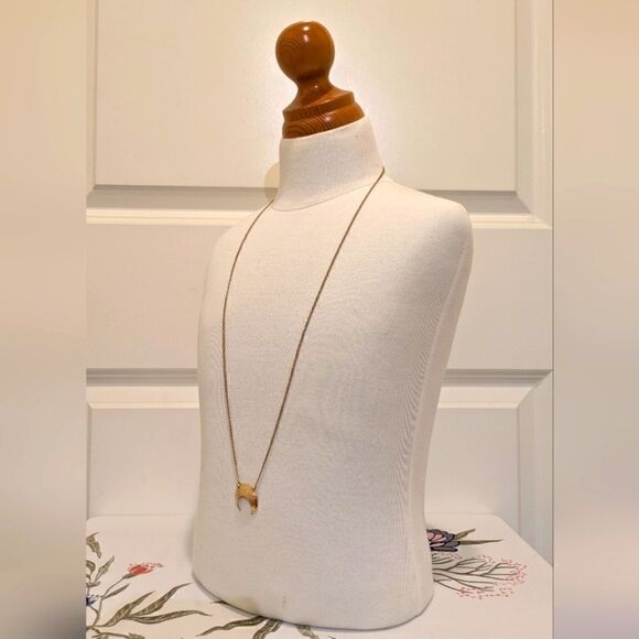 Hand-Hammered Brass 31" Upside Down Moon Necklace - Picture 7 of 7